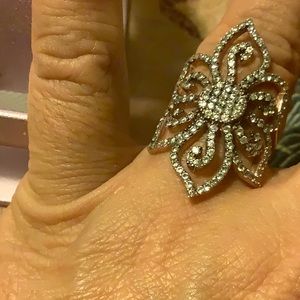 Turkish CZ sunflower ring. Rose gold plate over sterling silver size 7/7.5